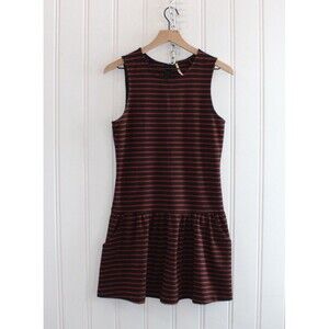 Free People Striped Fit Flare Dress Sleeveless Black Red Minimalist Size S